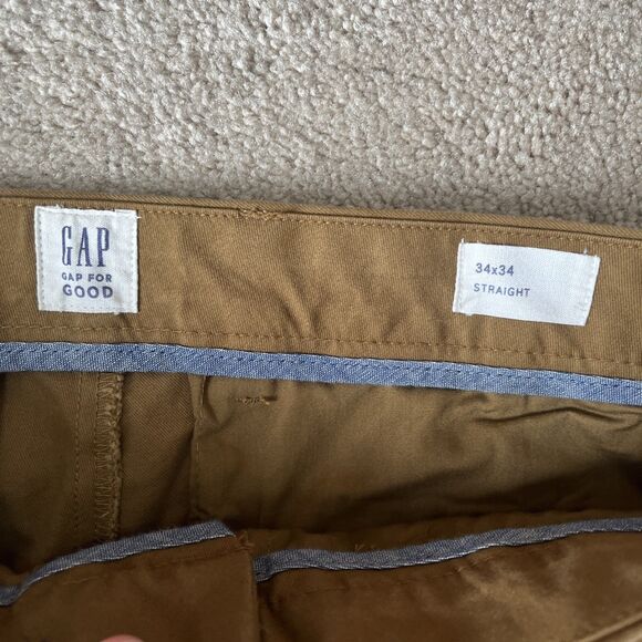 Gap Chino Pants Mens 34x34 Brown Straight Stretch Midrise Career Office Staple - Picture 4 of 6